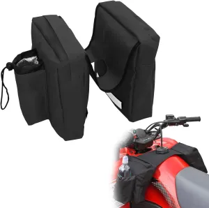 Motorcycle Tank Top Bag, Waterproof Front Tank Storage Saddlebags with Drink Pockets, Universal Durable Tank Top Organizer for Motorcycle ATV UTV, Motorcycle Accessories (Black)