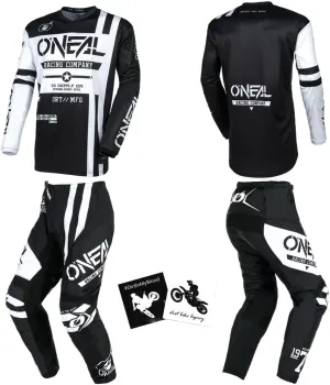MX Outfit O'Neal Element Warhawk White Men (W34/X-Large) Protective Pants Jersey riding bundle motocross dirt bike combo set