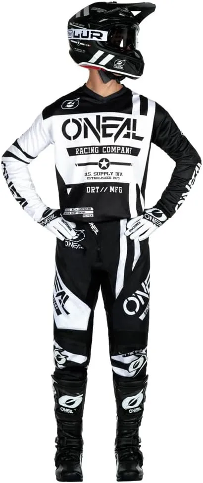 MX Outfit O'Neal Element Warhawk White Men (W34/X-Large) Protective Pants Jersey riding bundle motocross dirt bike combo set