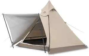 Naturehike Ranch 4 Person Teepee Tent, 4 Season Teepee with Snow Skirt, Waterproof Windproof Glamping Tent