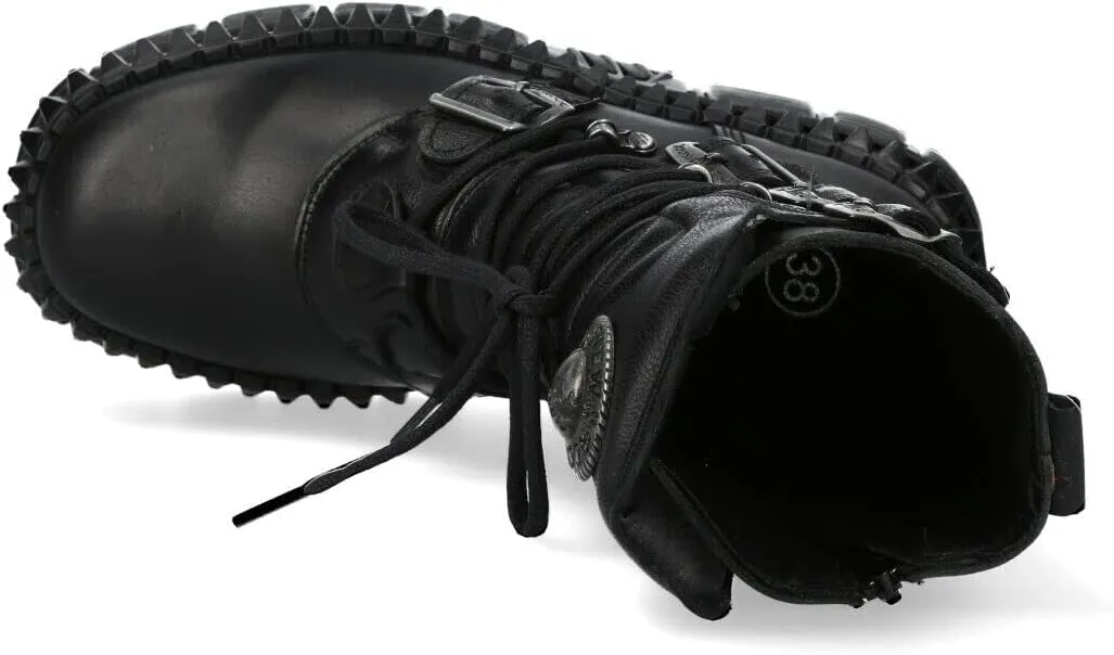 New Rock WALL373-S6 Womens Black Leather Platform Goth Punk Boots