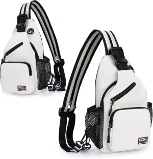 O-TBOST Crossbody Sling Bag Casual Chest Bag for Men Women Lightweight Durable Travel Hiking for Daily Use (white, Large)