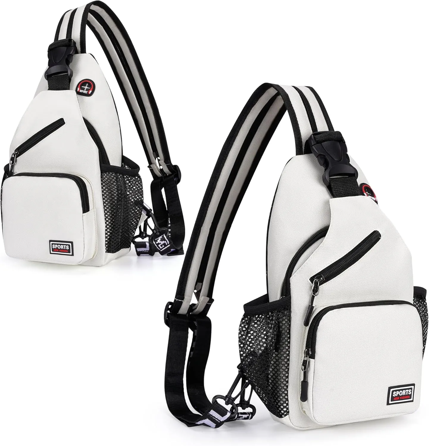 O-TBOST Crossbody Sling Bag Casual Chest Bag for Men Women Lightweight Durable Travel Hiking for Daily Use (white, Large)