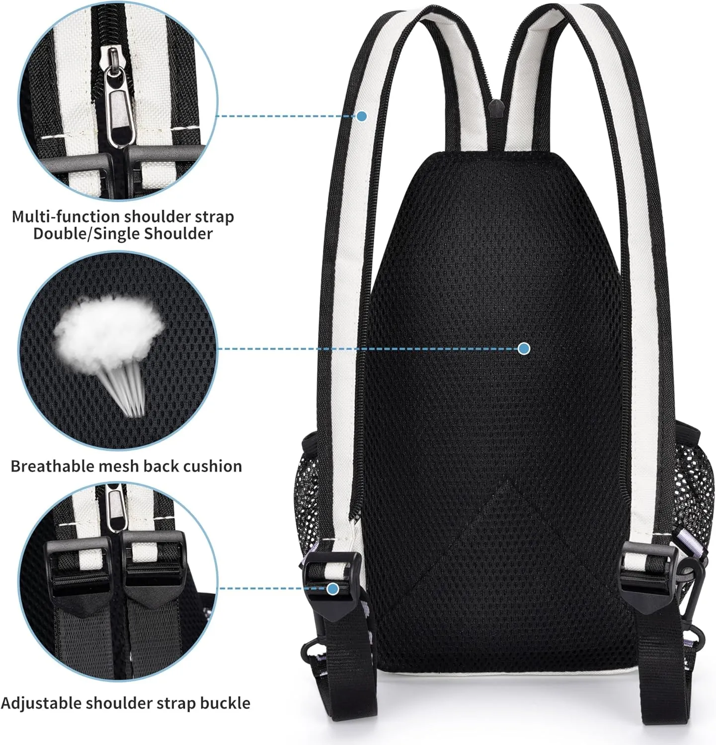 O-TBOST Crossbody Sling Bag Casual Chest Bag for Men Women Lightweight Durable Travel Hiking for Daily Use (white, Large)
