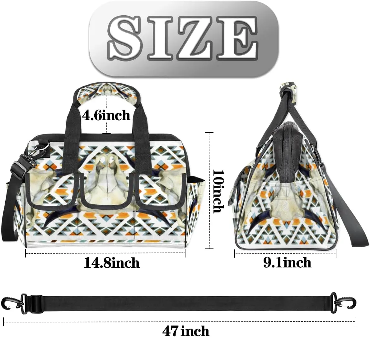 Ox Head Bone Durable Tool Bag for Men with Multiple Pockets - Waterproof Oxford Cloth, Sturdy Zipper, Adjustable Shoulder Strap - Ideal for Woodworking, Maintenance, and Outdoor Activities