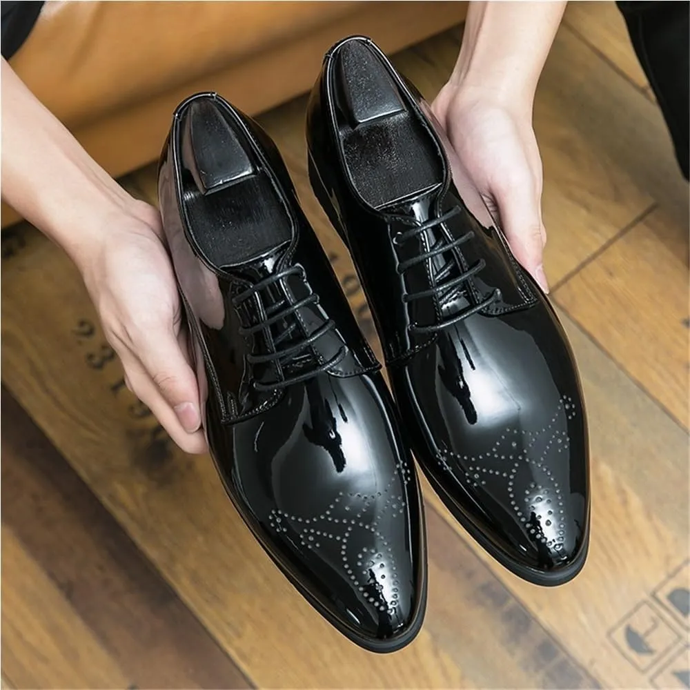 Oxford Modern Cap Toe Brogues Shoes Comfortable Lace Up Business Casual Prom Wedding Suit Shoes for Men