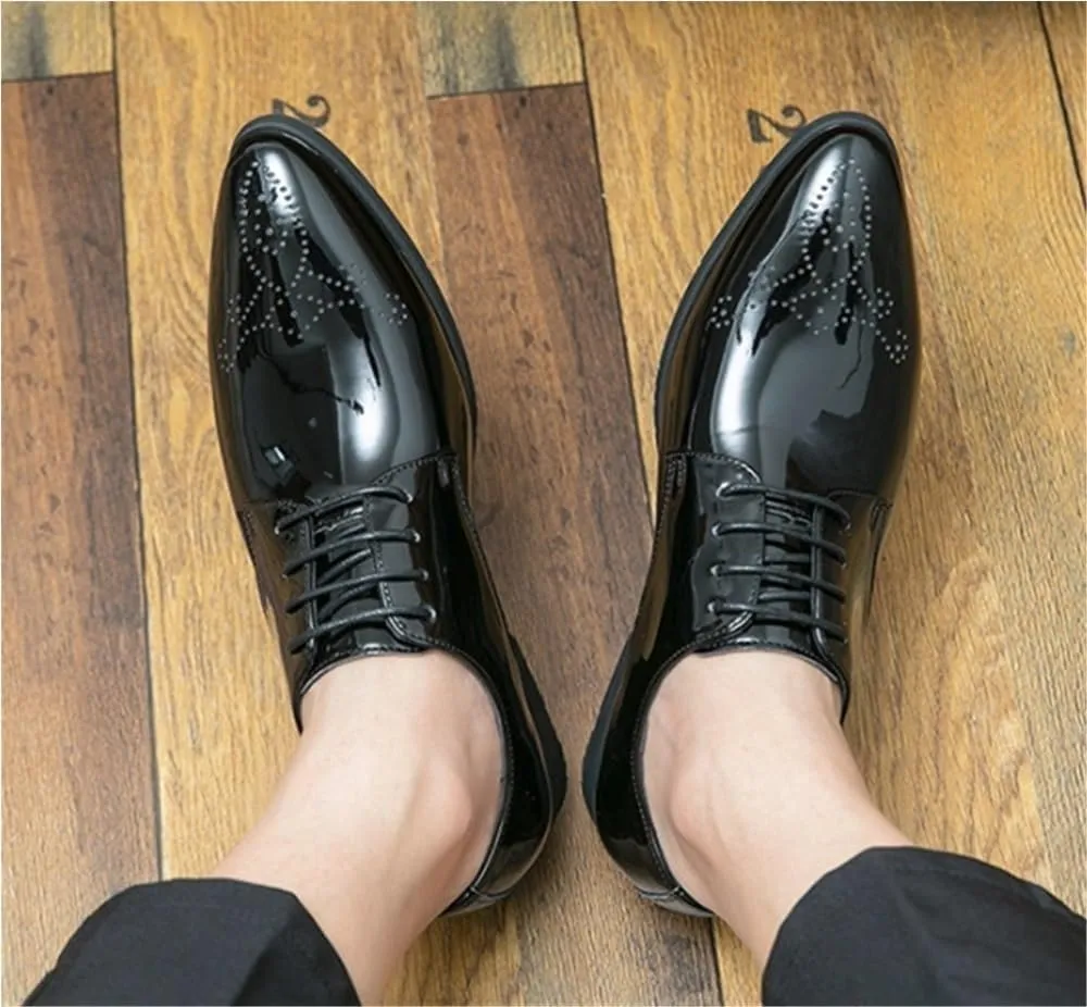 Oxford Modern Cap Toe Brogues Shoes Comfortable Lace Up Business Casual Prom Wedding Suit Shoes for Men