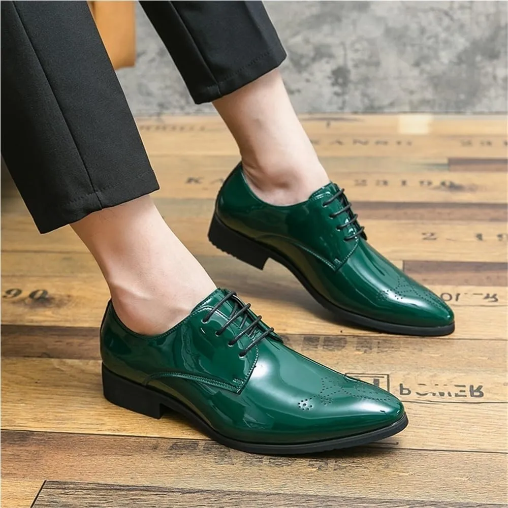 Oxford Modern Cap Toe Brogues Shoes Comfortable Lace Up Business Casual Prom Wedding Suit Shoes for Men