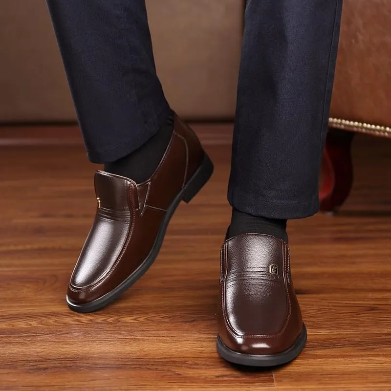 Oxford Shoes for Men Fashion Leather Shoes Men Flat Mens Casual Shoes Black Male Footwear Slip-on Men Business Shoes Plus Velvet