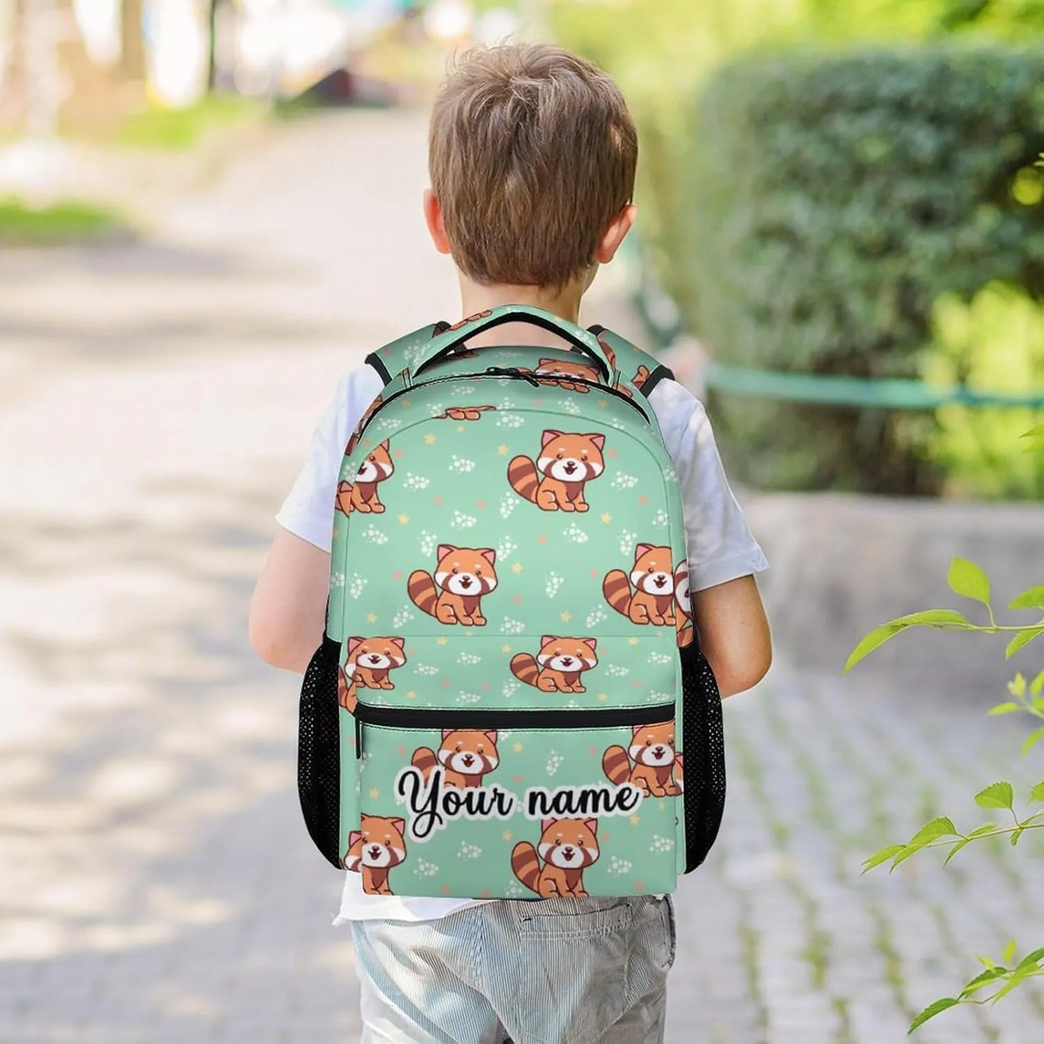 Personalized Red Panda Backpack for Girls Boys, 16 Inch School Bookbag with Adjustable Straps, Travel Bag Durable, Lightweight, Large Capacity