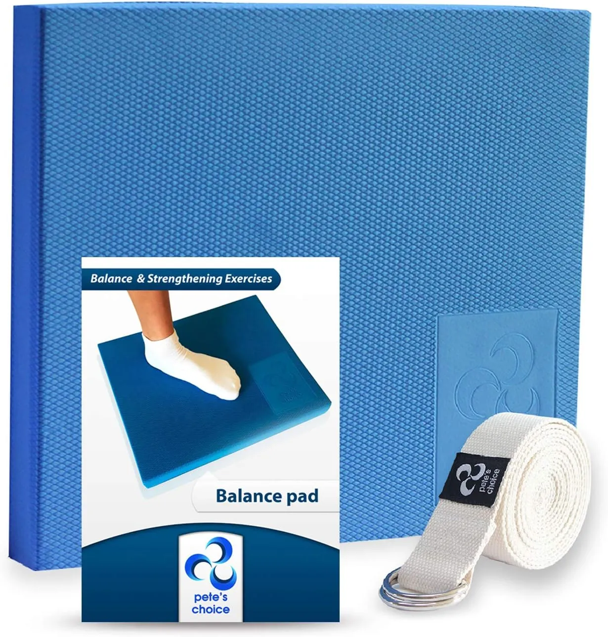 pete's choice XL or L Foam Balance Pad - Free Stretching Strap & Booklet | Extra Large Balance Pads - Physical Therapy, Ankle & Knee Rehab
