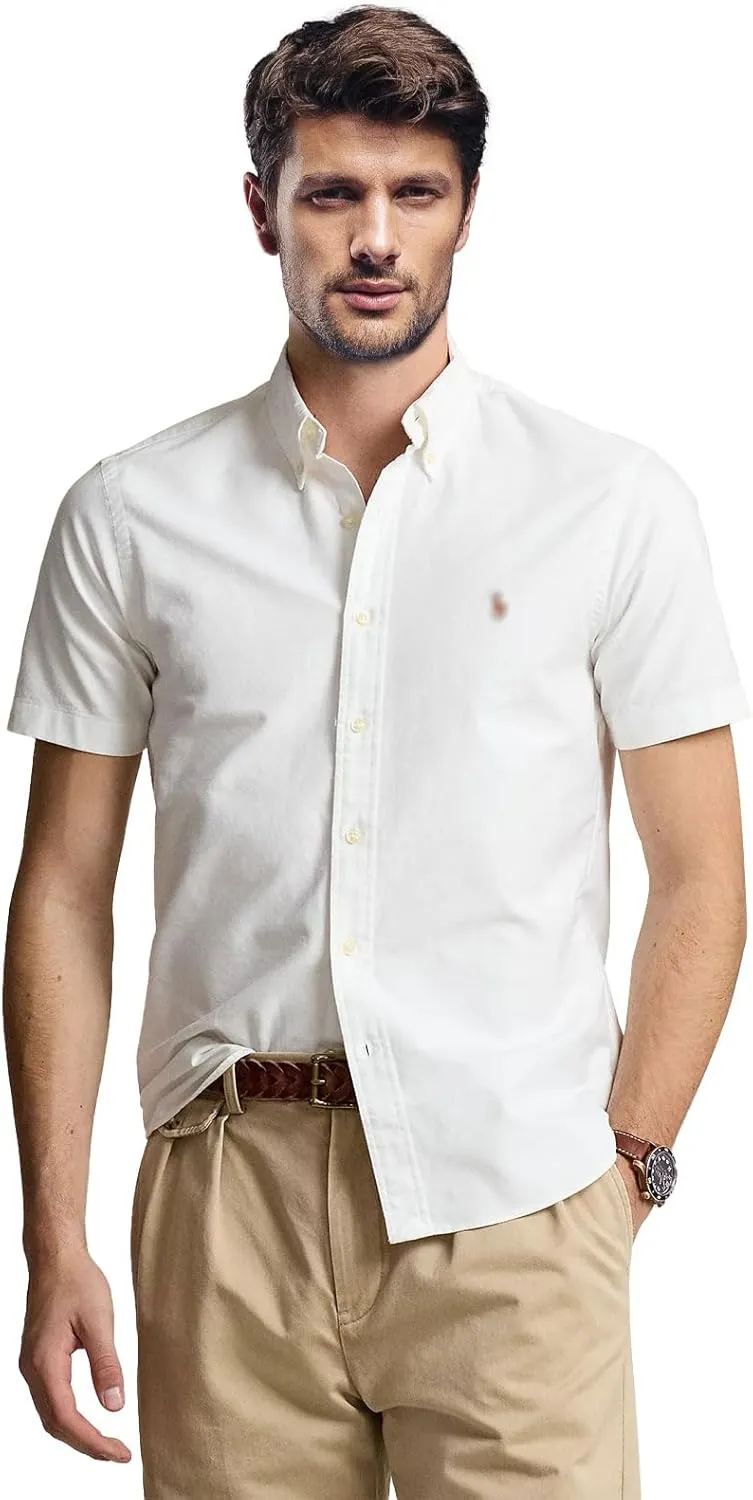 Polo Men's Short Sleeve Classic Fit Oxford Shirt for Business Casual
