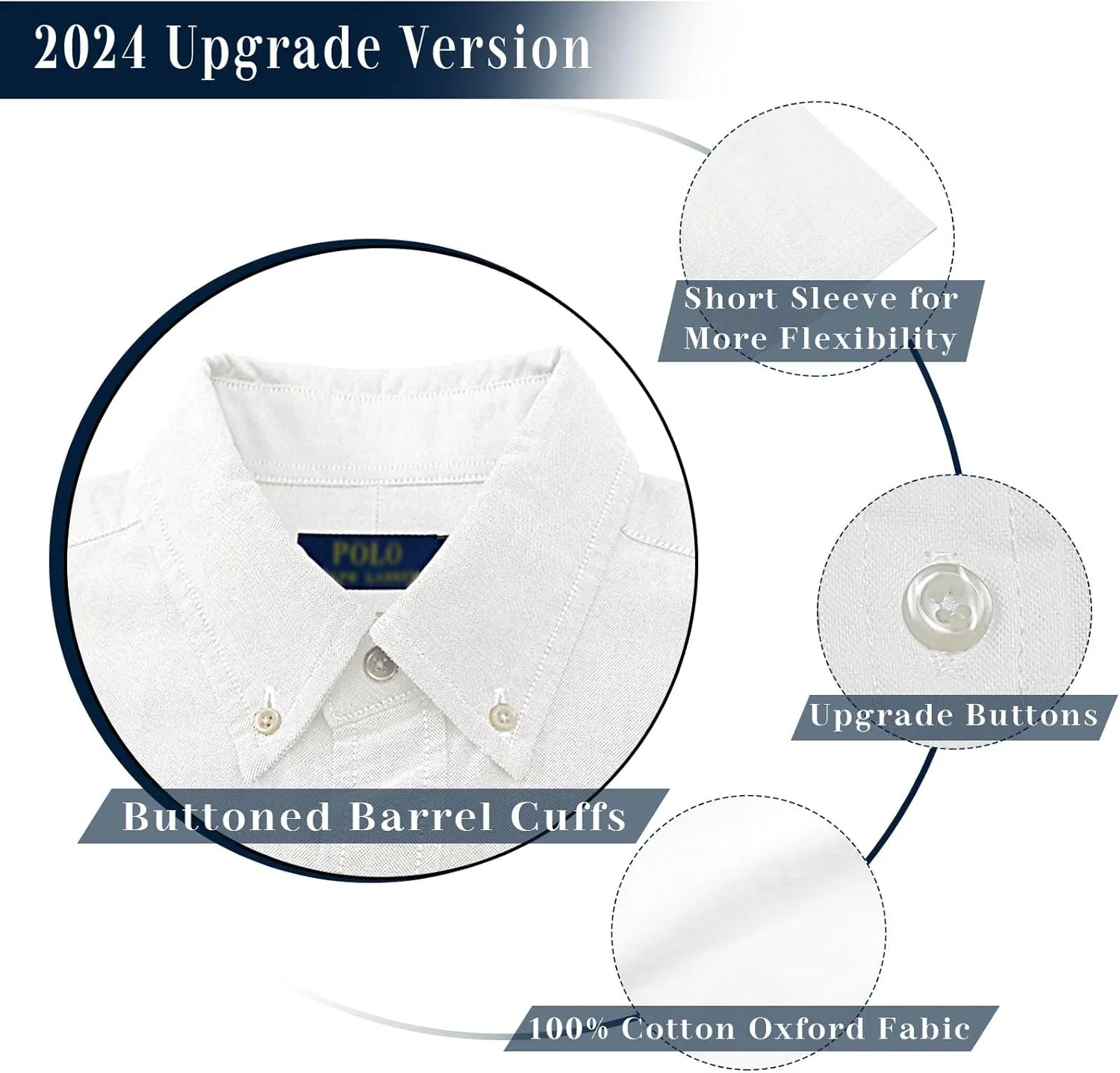 Polo Men's Short Sleeve Classic Fit Oxford Shirt for Business Casual