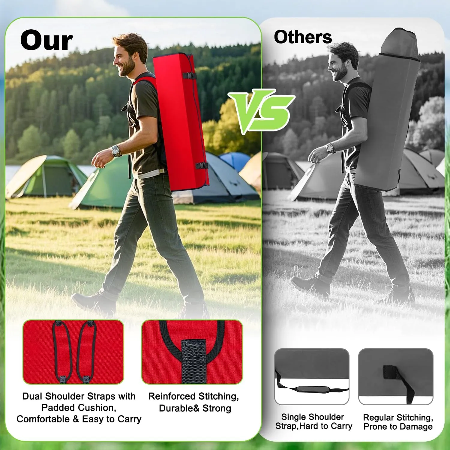 Portable Camping Chair with Canopy - Folding Chair with Canopy, Durable 600D Oxford Canopy Chair for Camping, Beach, Picnics, Fishing & Sports