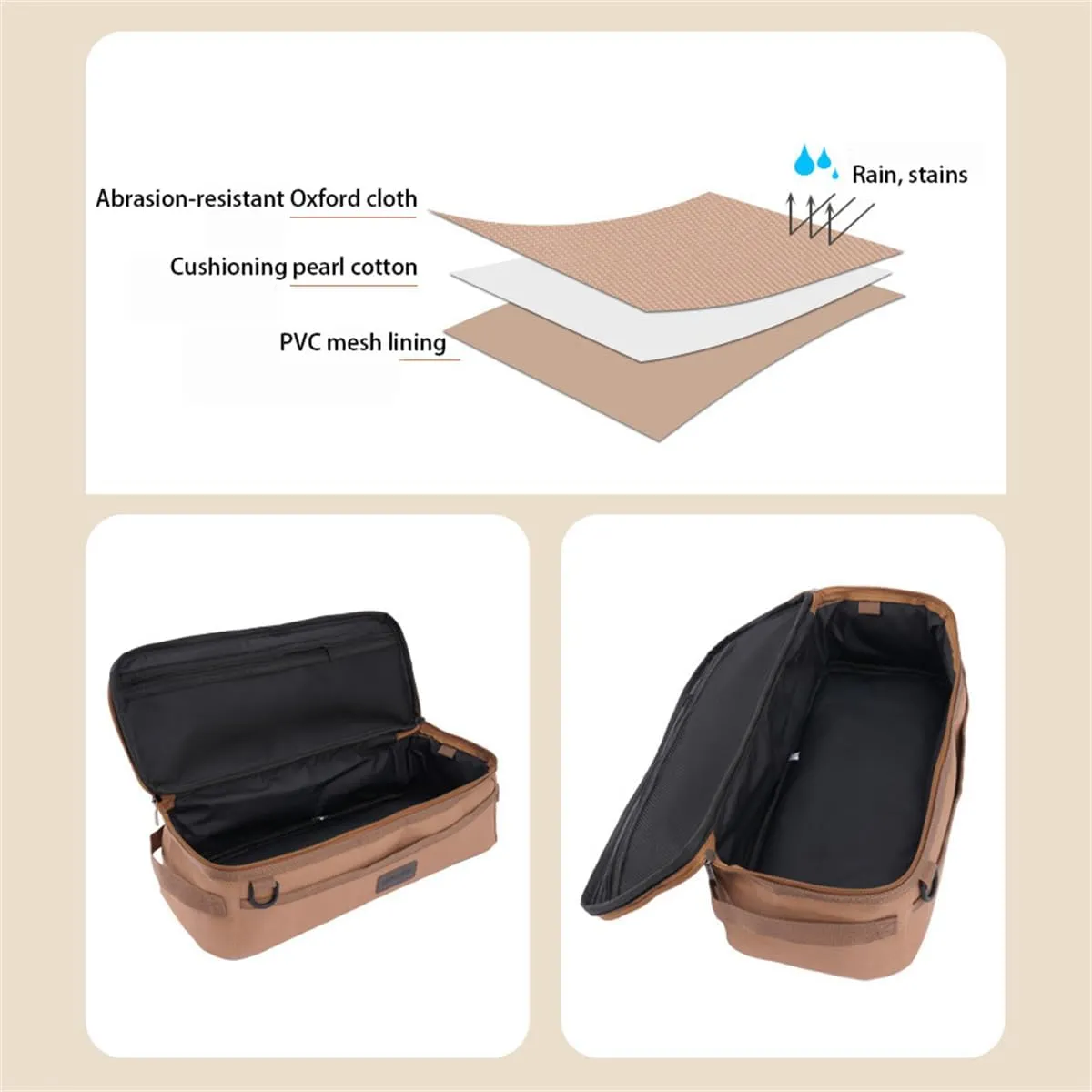 Portable Cutlery Storage Bag, Camping Travel Cooking Utensils Organizer Travel Bag, Hanging Cutlery Organizer (Black), 42*17*12cm