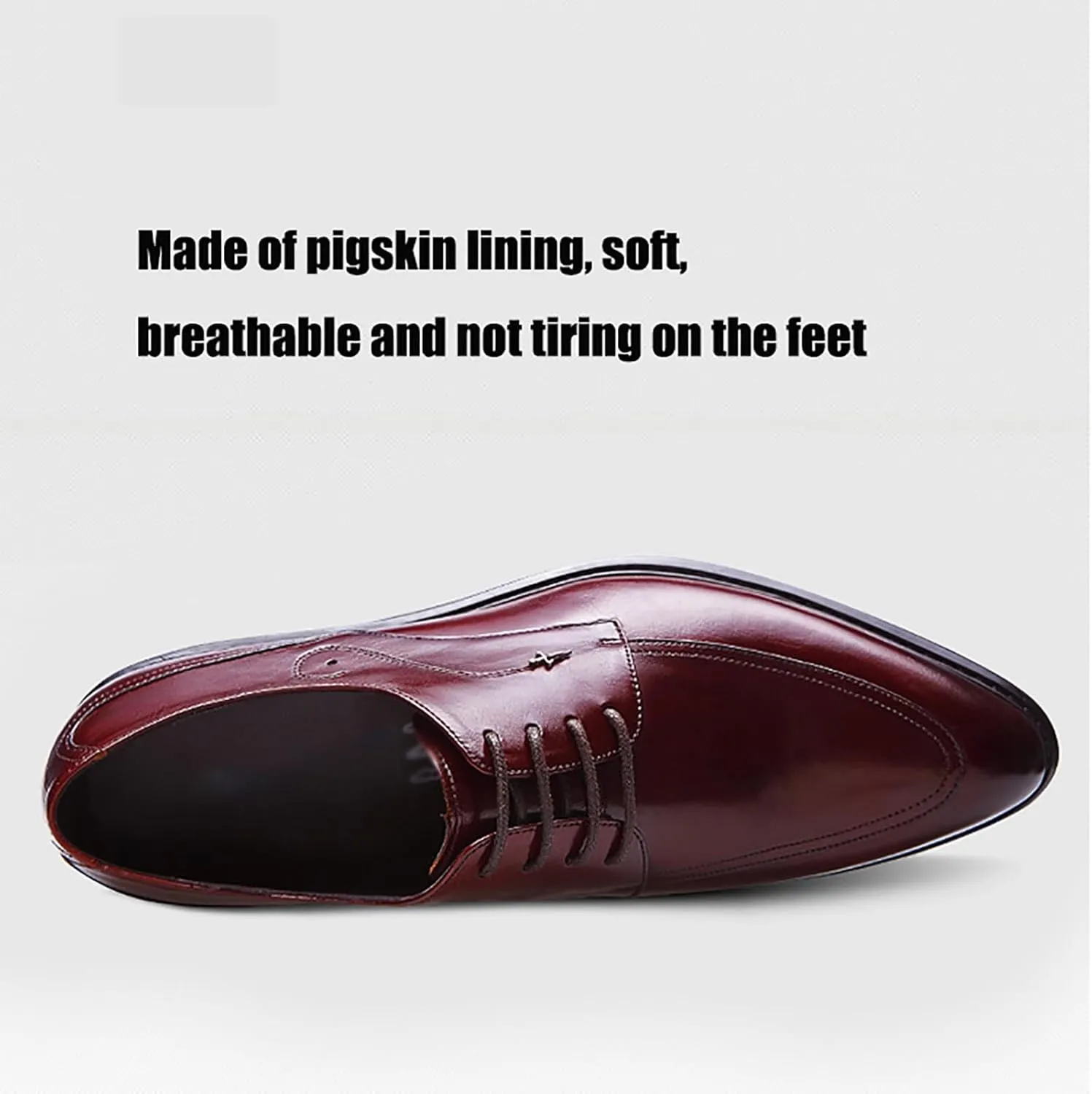 Premium Men's Dress Shoes for Business Weddings Breathable Oxfords with Leather Upper and Non-Slip Sole