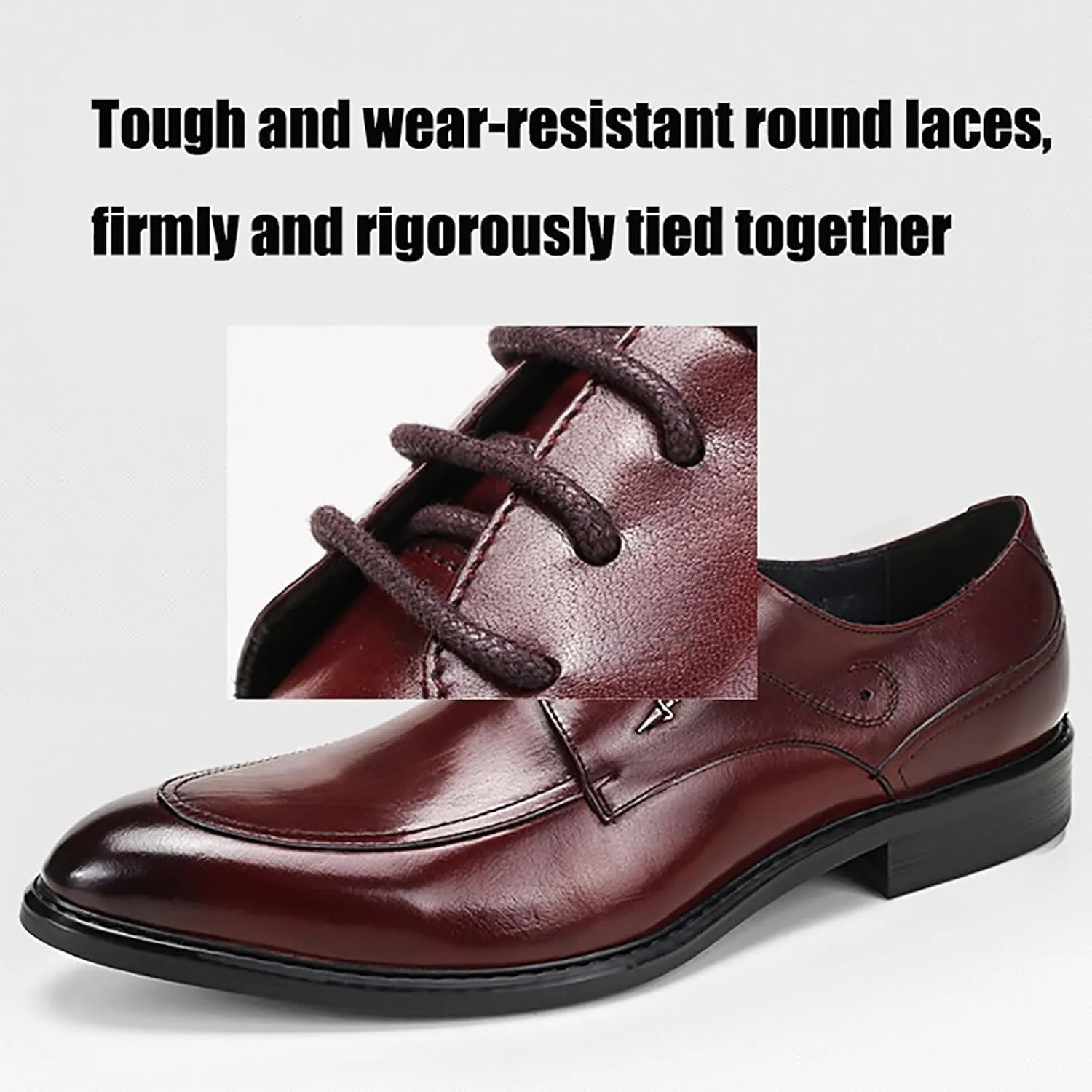 Premium Men's Dress Shoes for Business Weddings Breathable Oxfords with Leather Upper and Non-Slip Sole