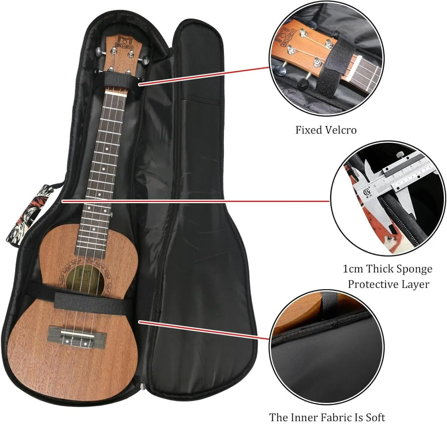 Racer in a Victory Pose with Checkered Flag Ukulele Case, Padded Bag for 23 Inch Concert Ukulele, Waterproof & Durable