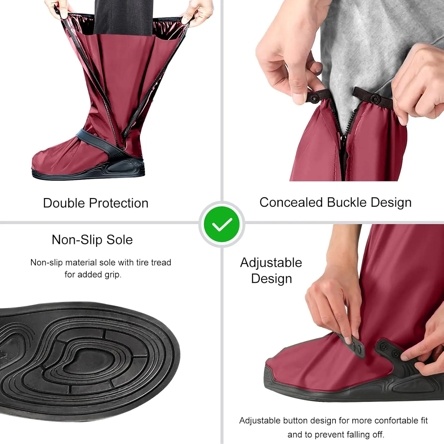 Rain Shoe Covers, Reusable Waterproof Rain Cover for Shoes, Non-Slip PVC Snow Boot Covers for Men and Women