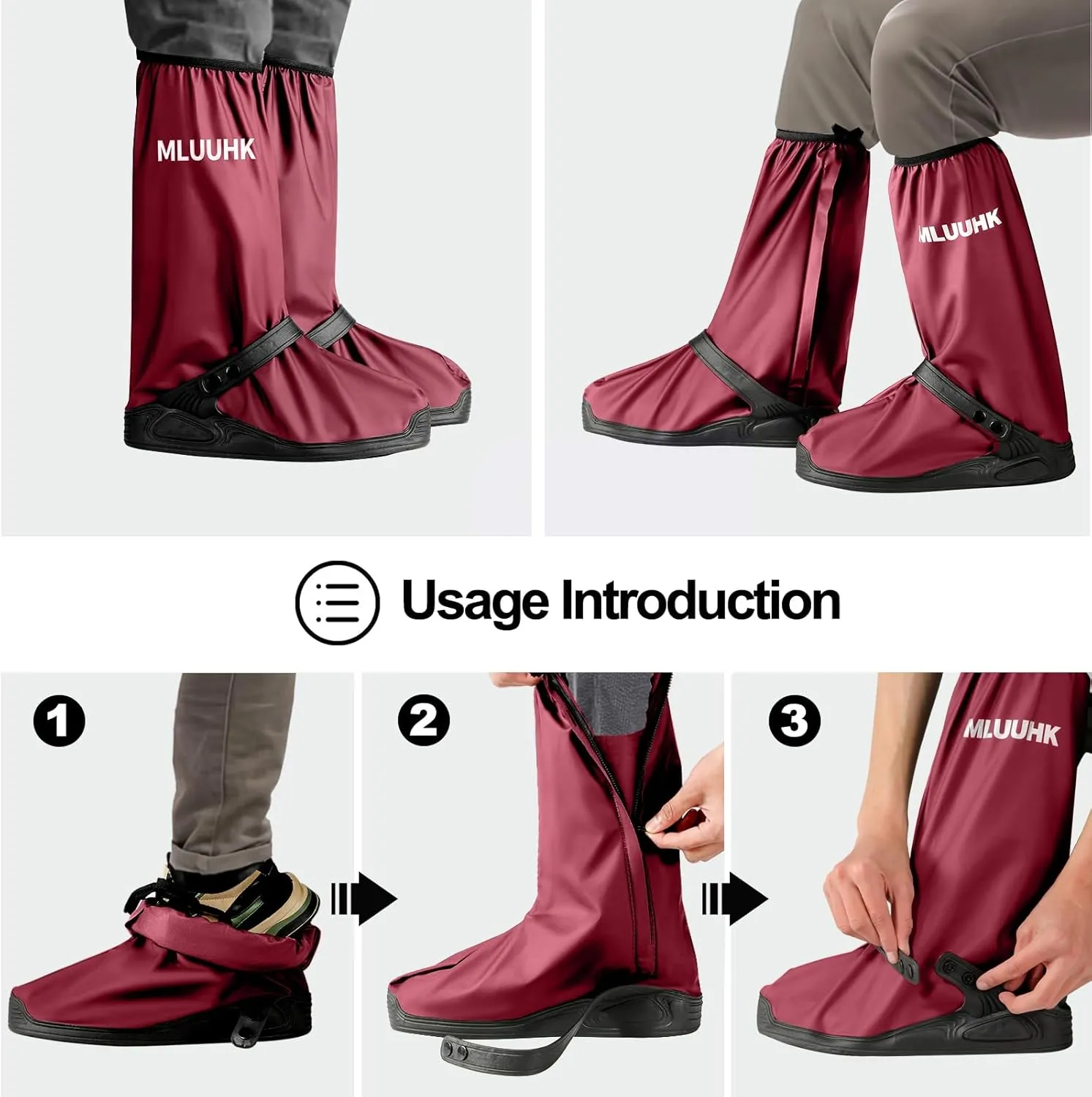 Rain Shoe Covers, Reusable Waterproof Rain Cover for Shoes, Non-Slip PVC Snow Boot Covers for Men and Women
