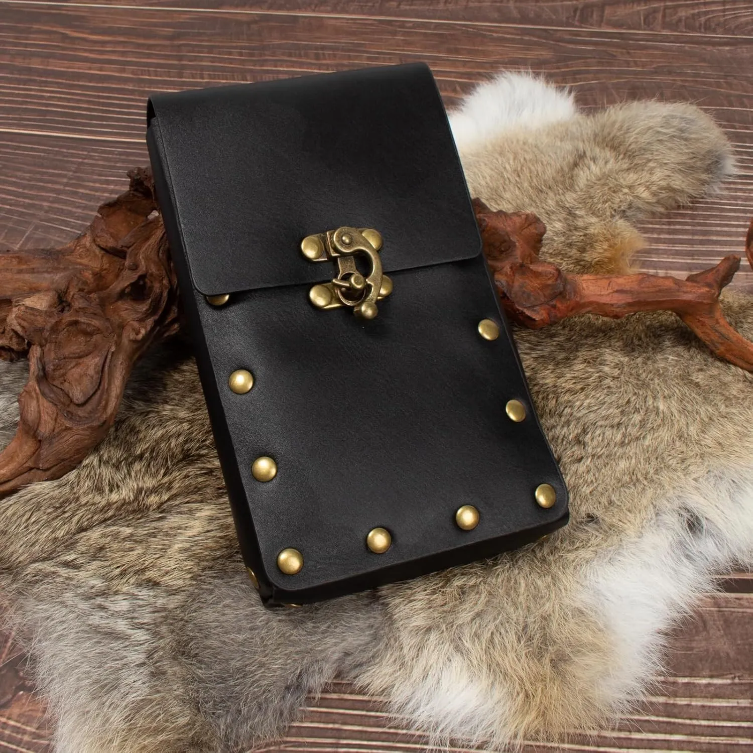 Renaissance Belt Pouch Coin Purse Skirt Hike Set Medieval Festival Costume Halloween Accessories Casual Fanny Pack Waist Bag (2Pouch-0Black)