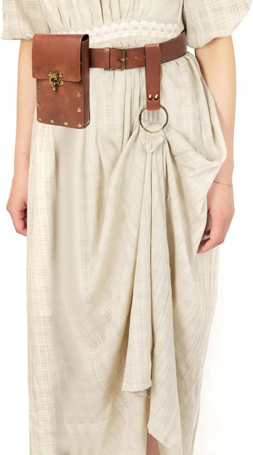 Renaissance Costume Sets Belt Pouch Purse Alight Potion Bottle Skirt Hike Set Medieval Festival Accessories for Hallowee (3-Brown)