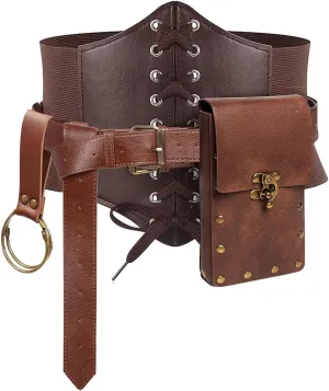 Renaissance Costume Sets Belt Pouch Purse Corset Waistband Strap Holder Steampunk Medieval Halloween Festival Accessory