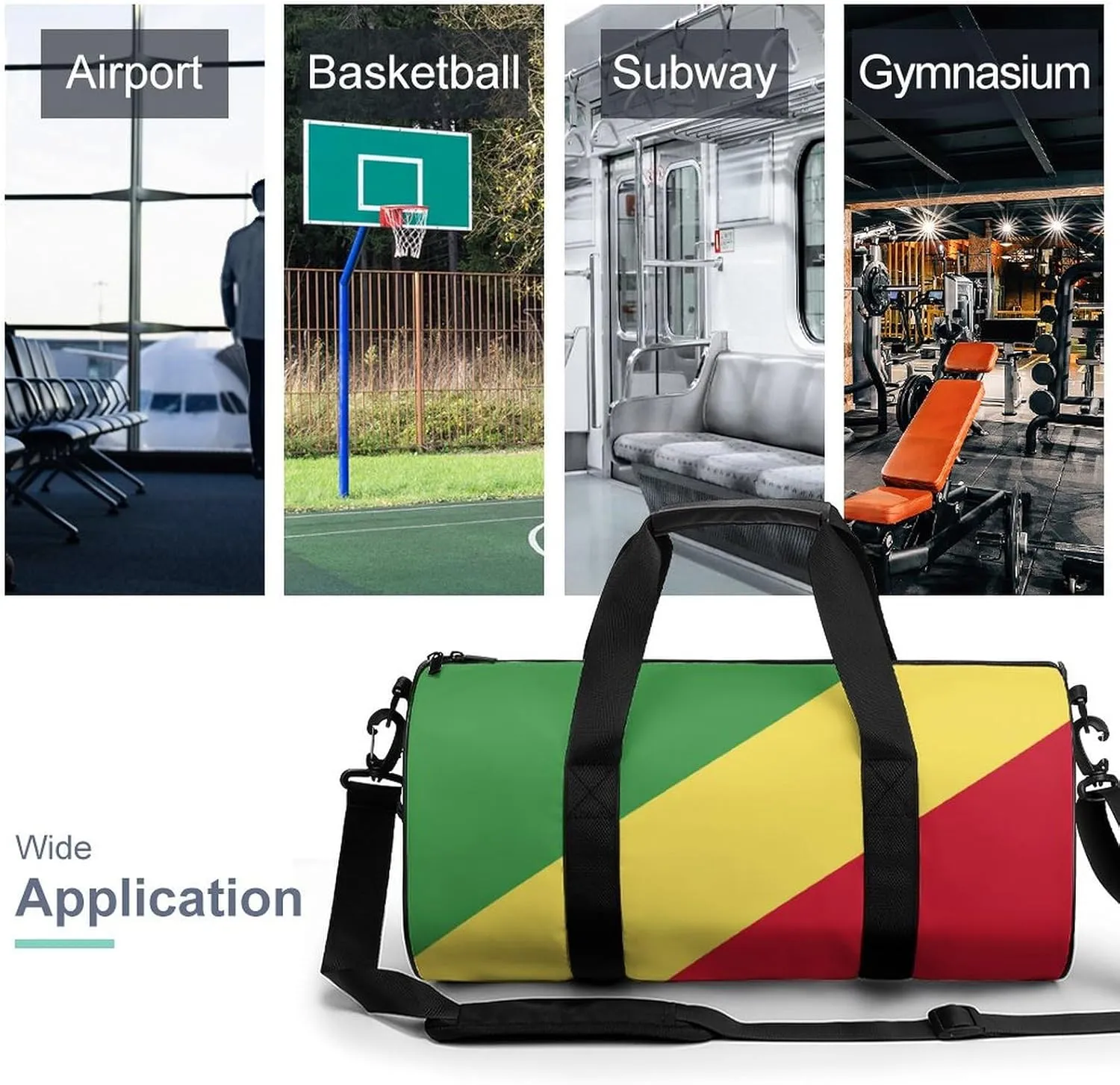 Republic Congo Flag Gym Bag for Men Women with Dry Wet Separation Sports Travel Duffel