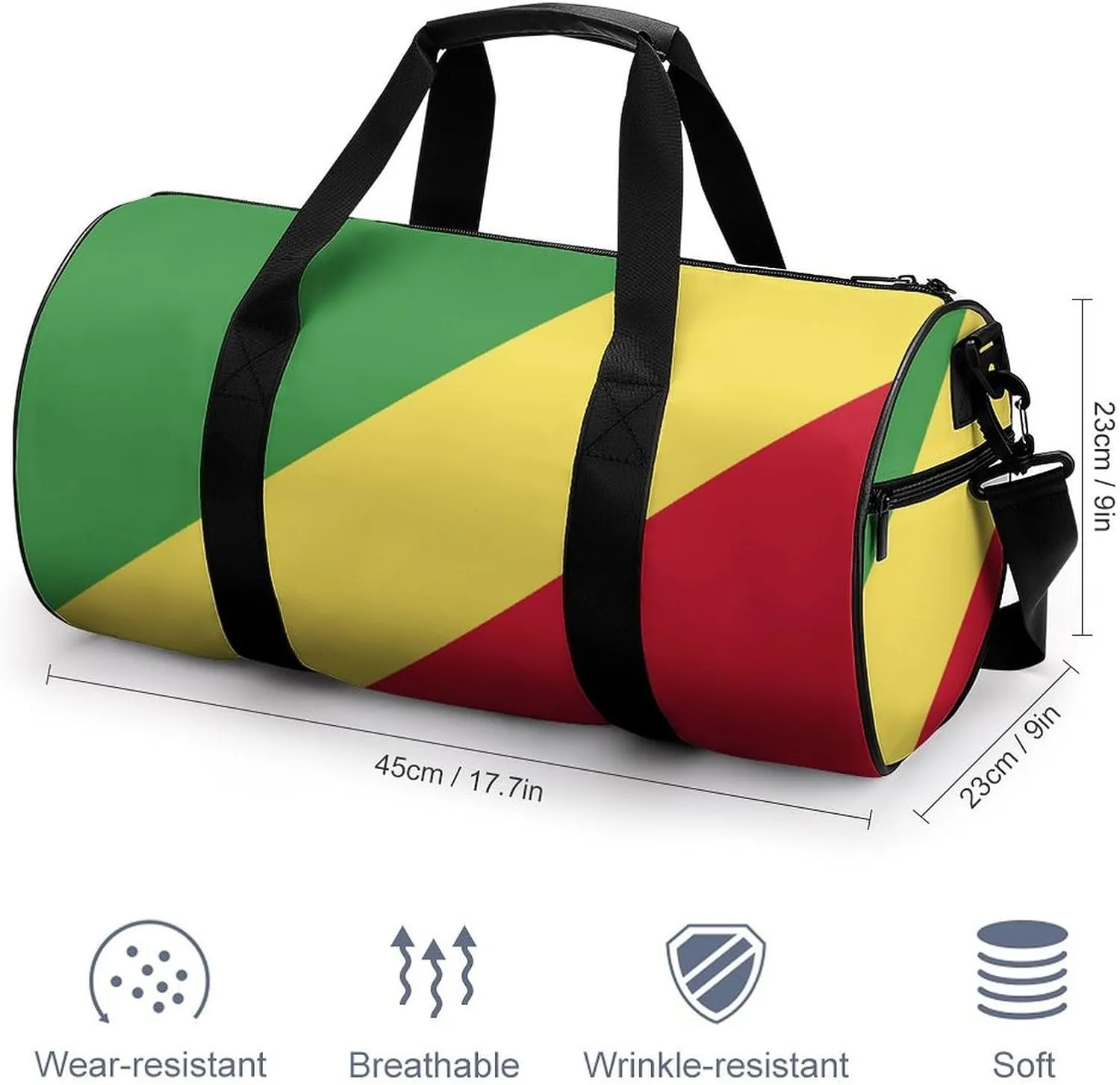 Republic Congo Flag Gym Bag for Men Women with Dry Wet Separation Sports Travel Duffel
