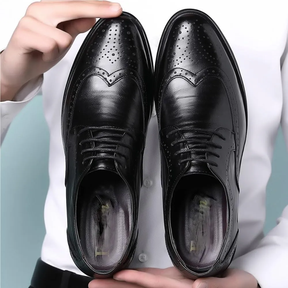 Retro Carved Brogue Dress Shoes Business Work Soft Wedding Men's Lace-Up Comfortable Fashion Shoes Oxford for Formal Occasions
