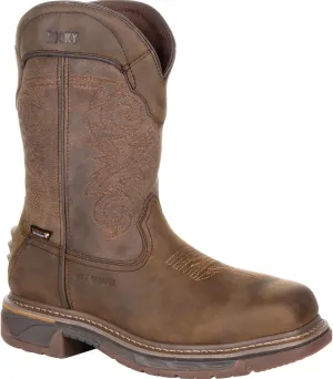 ROCKY Square Toe Internal Met Guard Western Boot with TPU Heel Counter, Distressed Brown, Size 11(W)