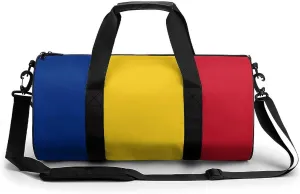 Romanian Flag Waterproof Gym Bag with Shoe Compartment Sports Duffel for Travel Beach