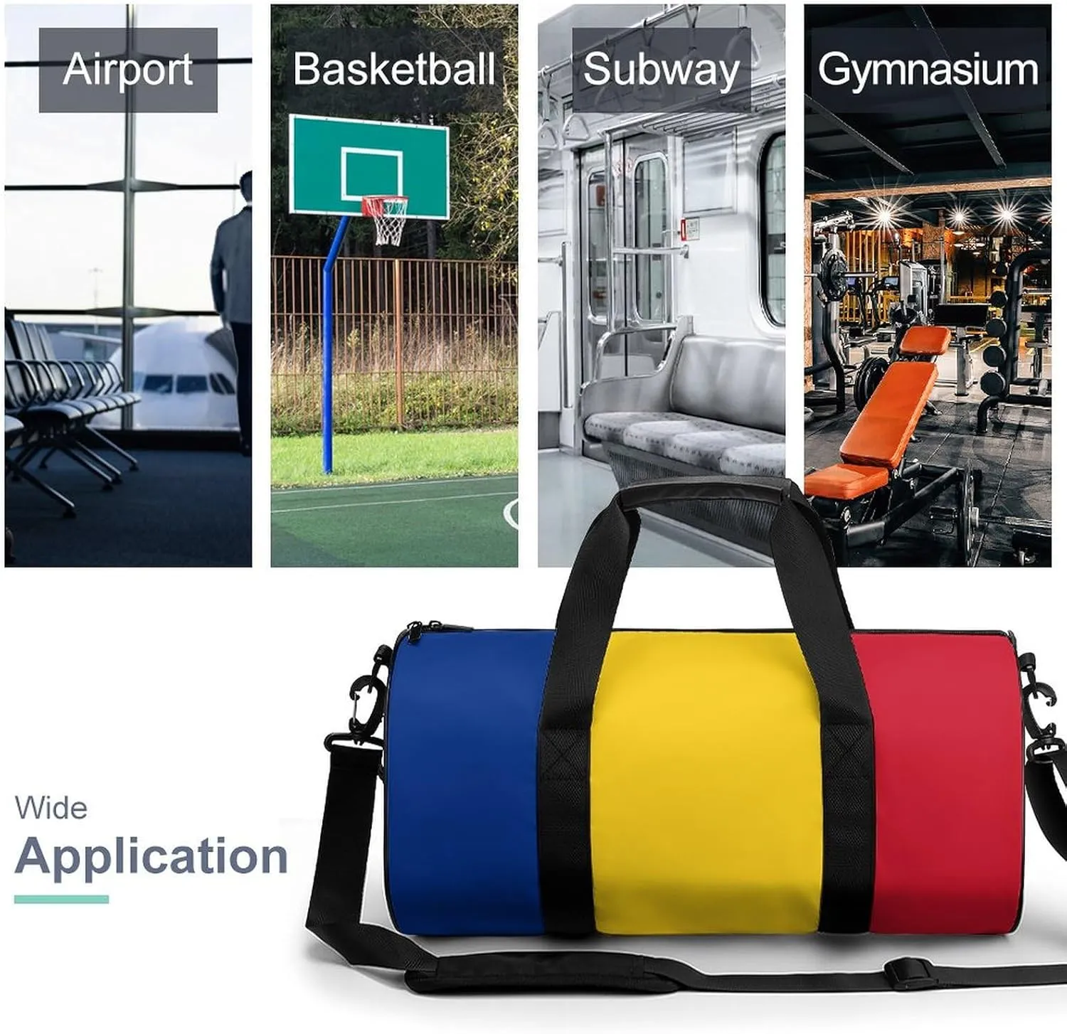 Romanian Flag Waterproof Gym Bag with Shoe Compartment Sports Duffel for Travel Beach