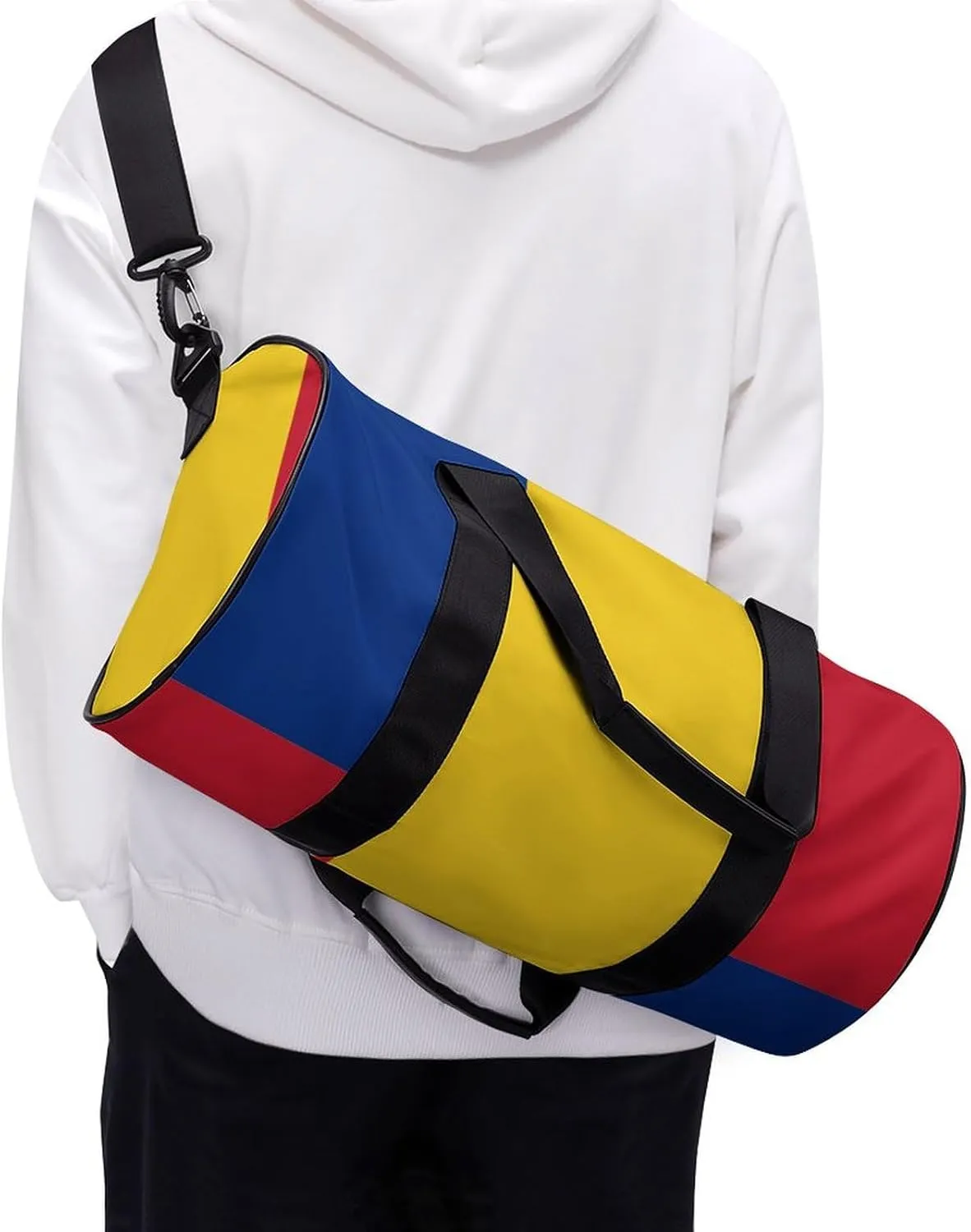 Romanian Flag Waterproof Gym Bag with Shoe Compartment Sports Duffel for Travel Beach