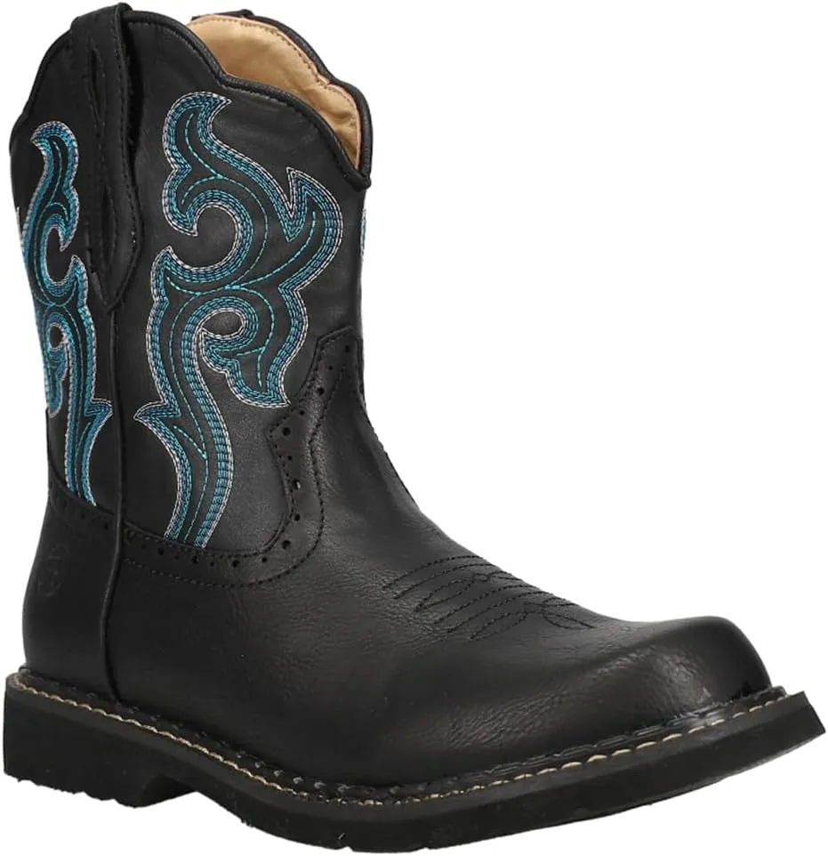 ROPER Womens Chunk Rider Embroidery Round Toe Casual Boots Ankle Low Heel 1-2" - Black