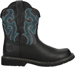 ROPER Womens Chunk Rider Embroidery Round Toe Casual Boots Ankle Low Heel 1-2" - Black