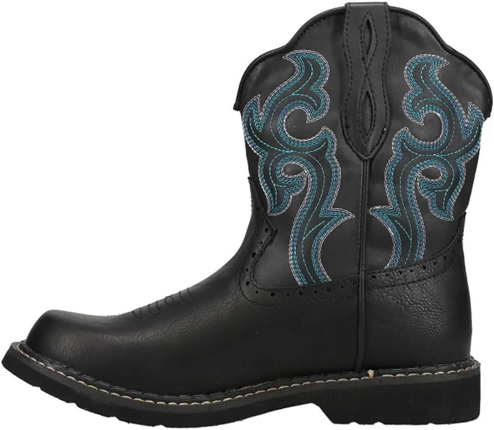 ROPER Womens Chunk Rider Embroidery Round Toe Casual Boots Ankle Low Heel 1-2" - Black