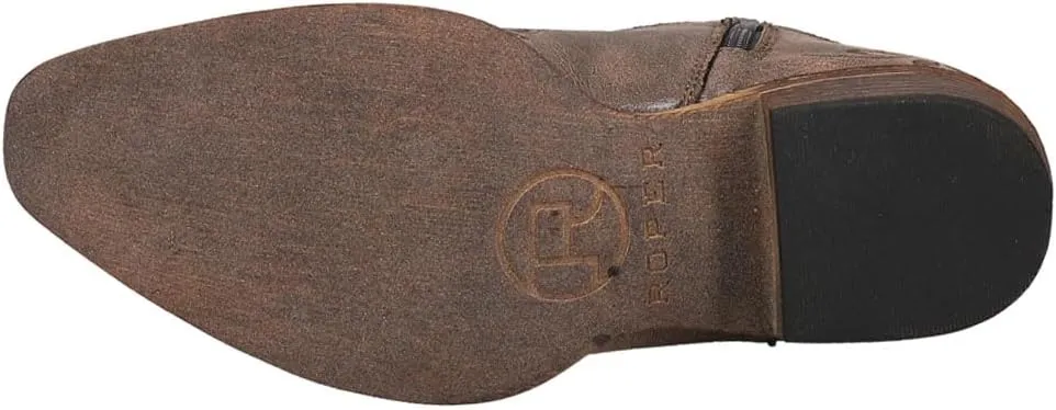 ROPER Womens Short Stuff Embossed Snip Toe Casual Boots Ankle Low Heel 1-2" - Brown
