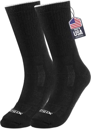 SAMSOX Merino Wool Boot Socks, Made in USA Heavyweight with Cushioned Toe Box, Steel Toe Crew Work Socks (Ironman)