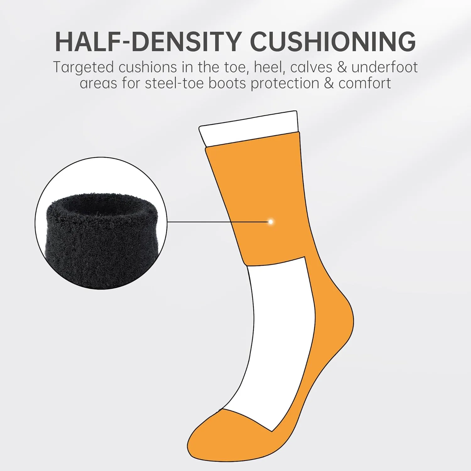 SAMSOX Merino Wool Boot Socks, Made in USA Heavyweight with Cushioned Toe Box, Steel Toe Crew Work Socks (Ironman)
