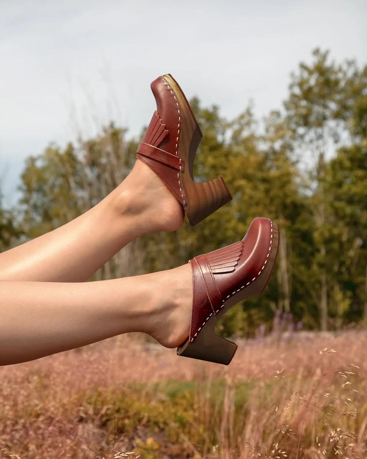 Sandgrens Handmade Swedish Wood Clogs for Women, High Rise Mule | Venice