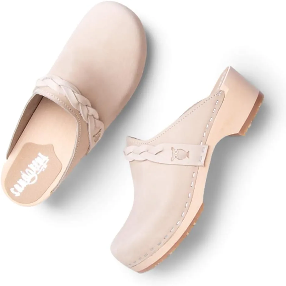 Sandgrens Handmade Swedish Wood Clogs for Women, Low Heel Mule | Brussels
