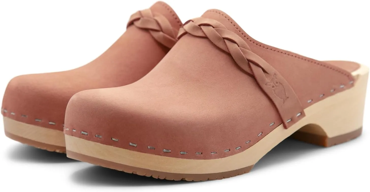 Sandgrens Handmade Swedish Wood Clogs for Women, Low Heel Mule | Brussels