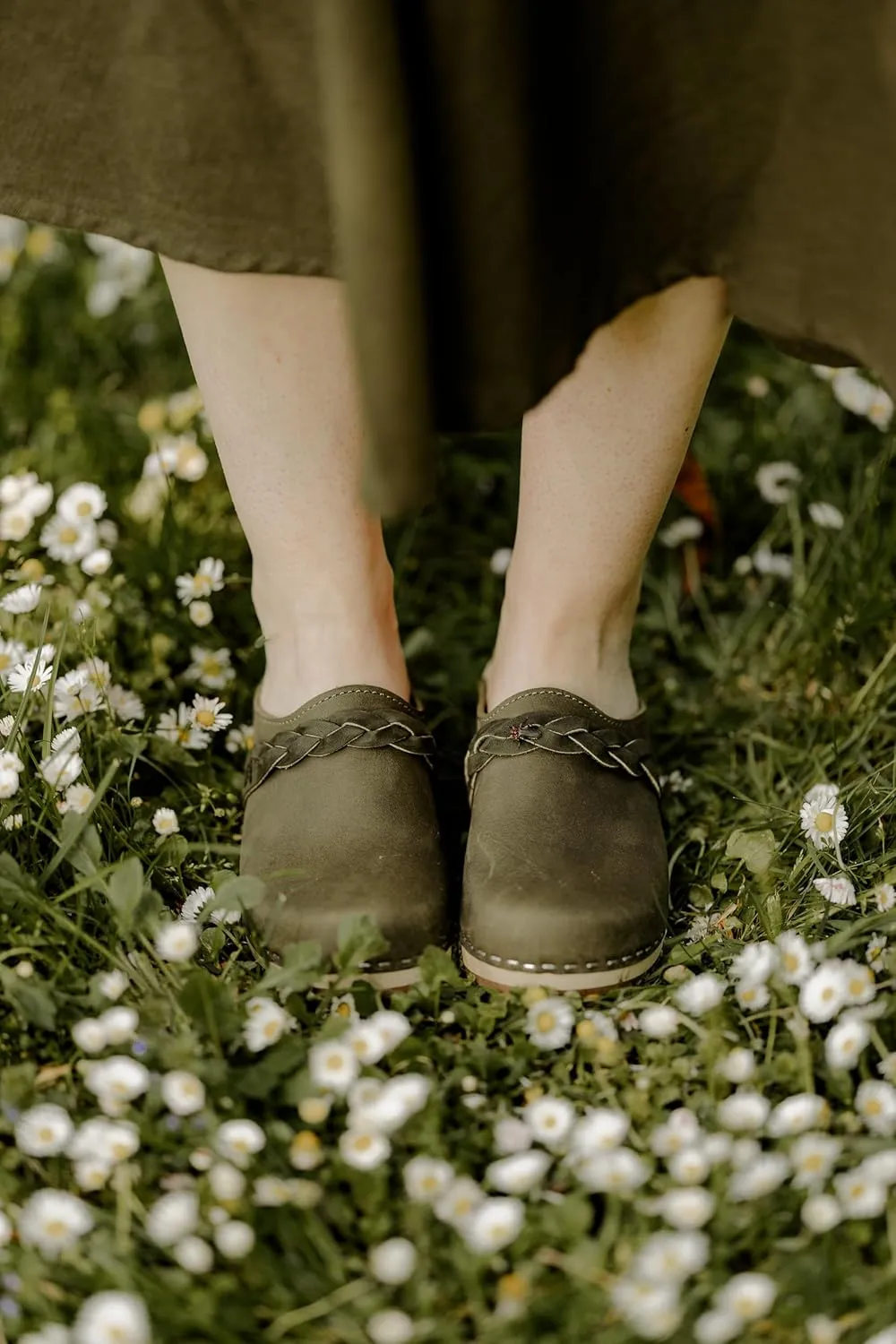 Sandgrens Handmade Swedish Wood Clogs for Women, Low Heel Mule | Brussels