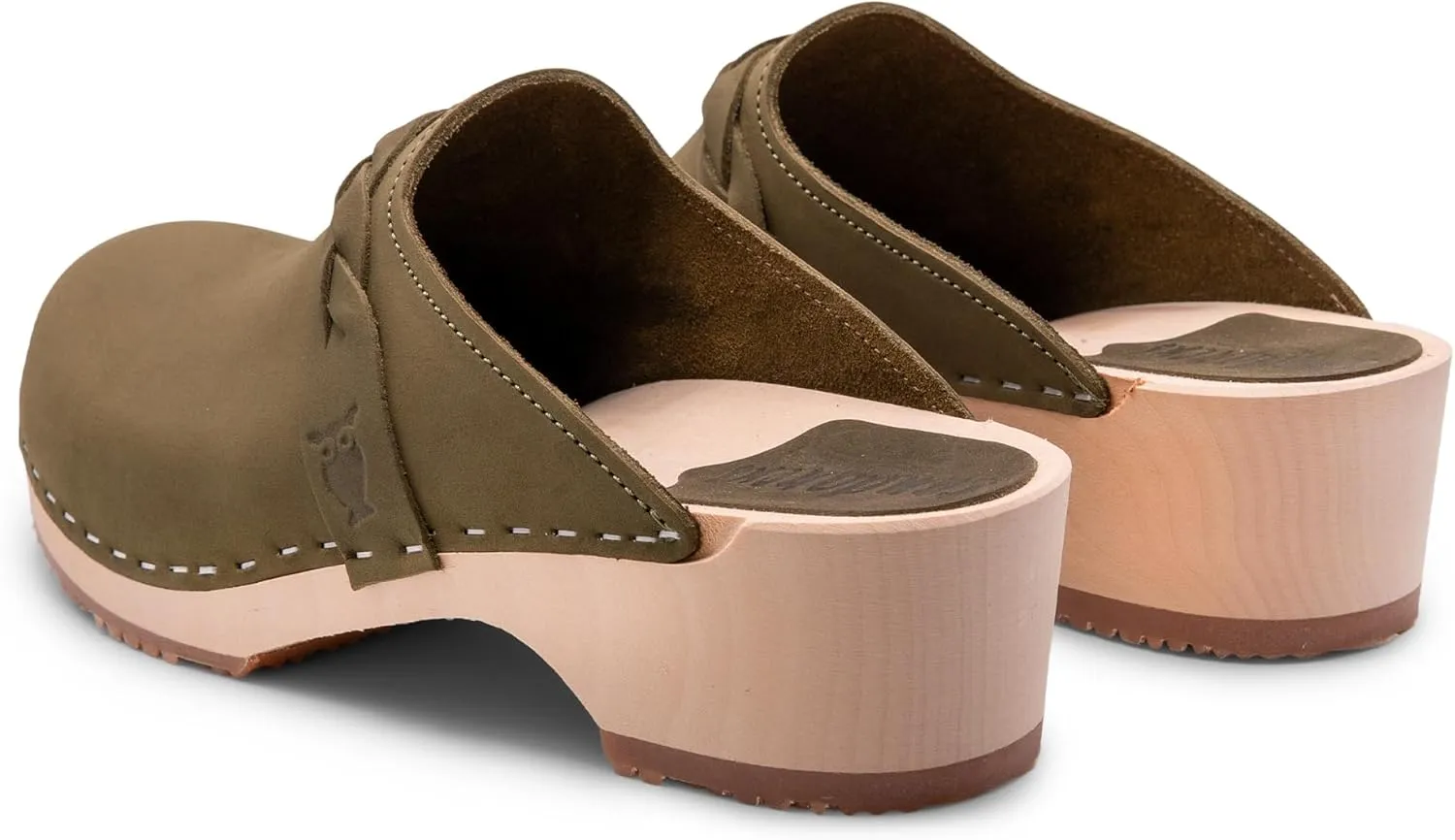Sandgrens Handmade Swedish Wood Clogs for Women, Low Heel Mule | Brussels