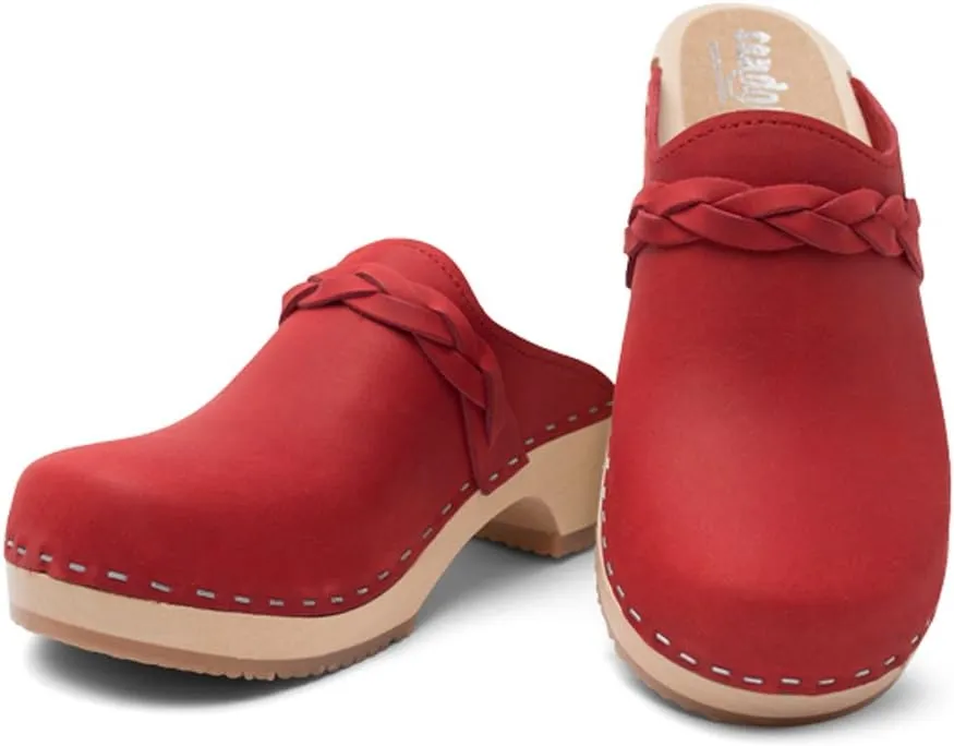 Sandgrens Handmade Swedish Wood Clogs for Women, Low Heel Mule | Brussels