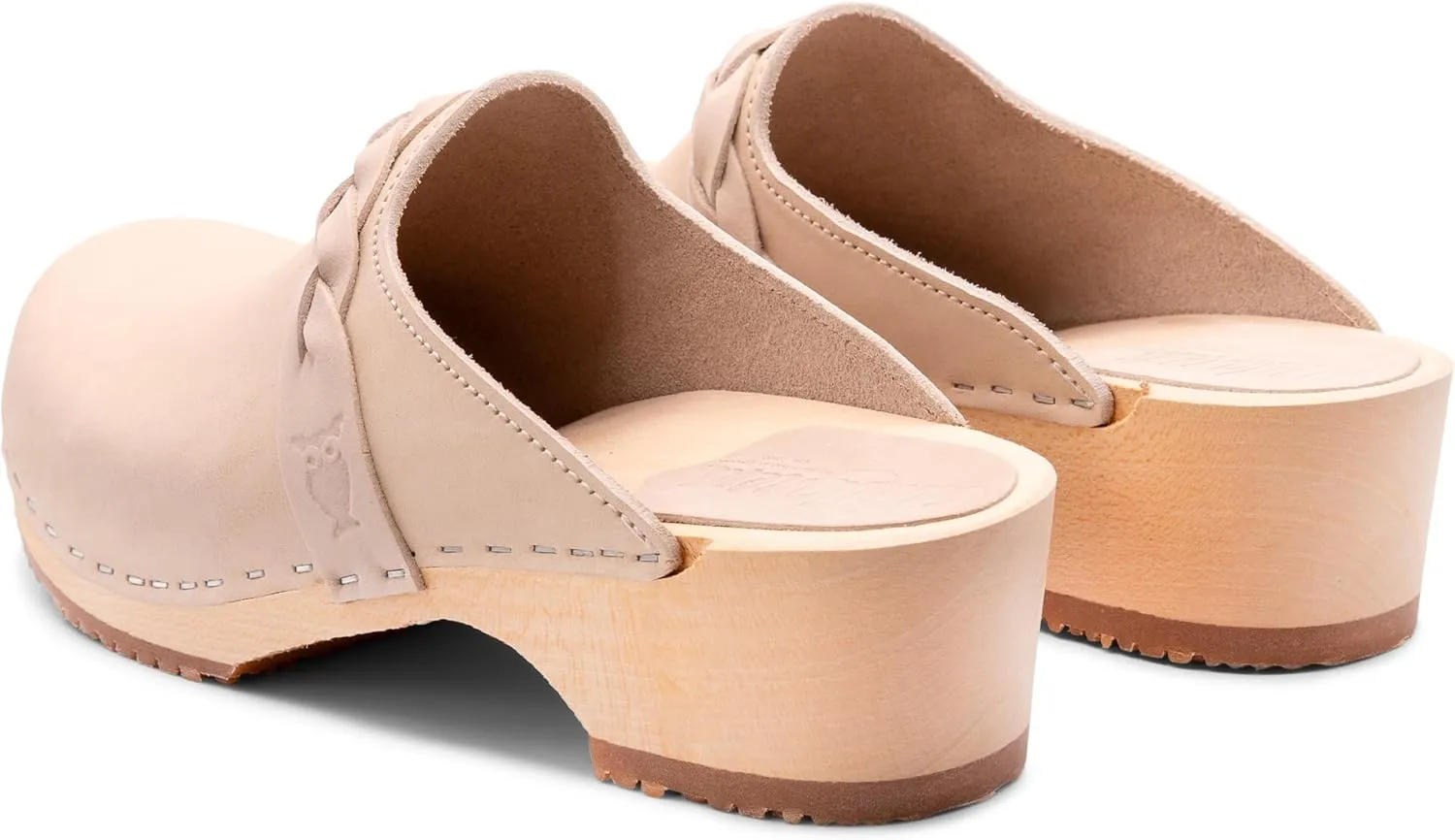 Sandgrens Handmade Swedish Wood Clogs for Women, Low Heel Mule | Brussels