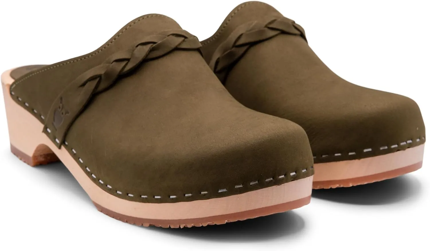 Sandgrens Handmade Swedish Wood Clogs for Women, Low Heel Mule | Brussels