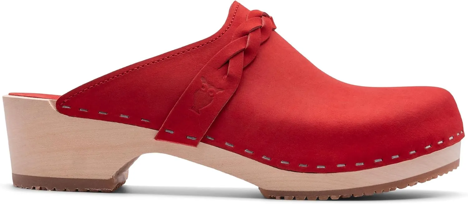 Sandgrens Handmade Swedish Wood Clogs for Women, Low Heel Mule | Brussels