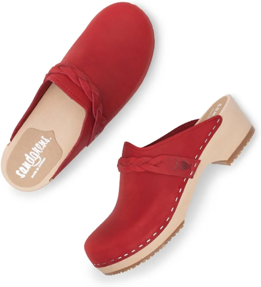 Sandgrens Handmade Swedish Wood Clogs for Women, Low Heel Mule | Brussels